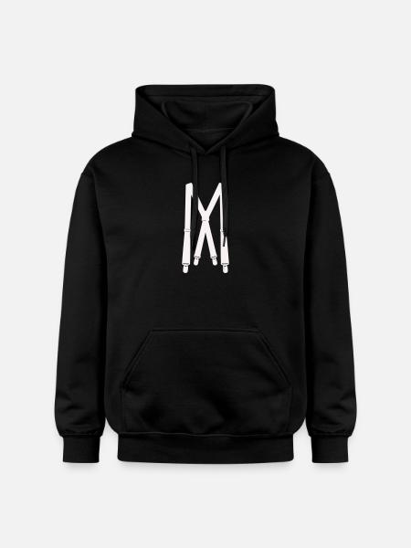 White suspenders illustration - Gildan Unisex Softstyle® Midweight Hoodie - black