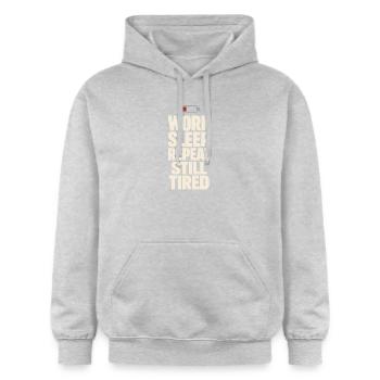 Ausgebrannter Millennial, Müder Erwachsener, - Gildan Unisex Softstyle® Midweight Hoodie - Hellgrau meliert - Vorne - Liana (172cm) & Jaron (178cm)