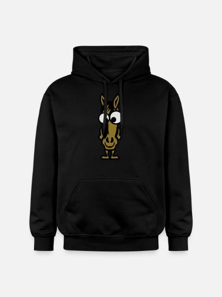 paard dier gezicht grappige cartoon paard - Gildan uniseks Softstyle® Midweight hoodie - zwart