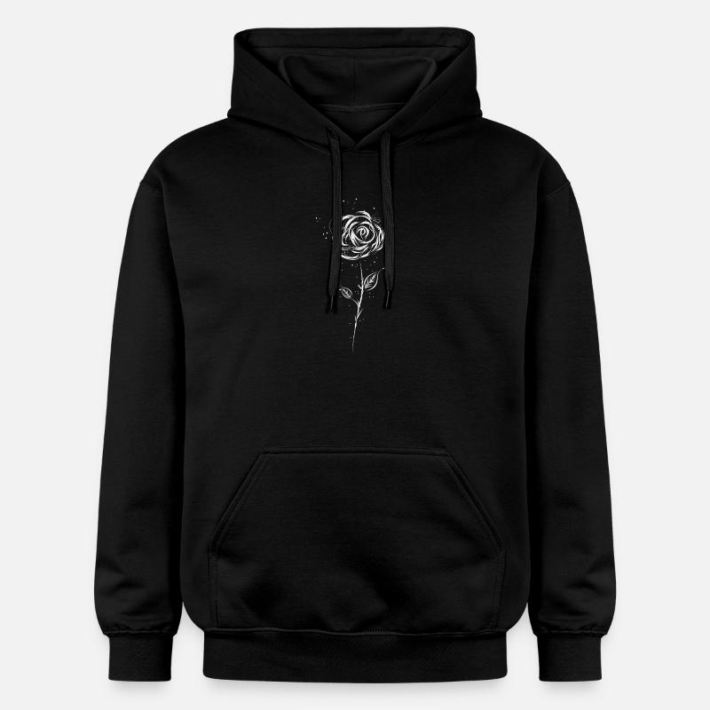 Dessin d'une rose blanche - Sweat à capuche Softstyle® Gildan Unisexe - noir