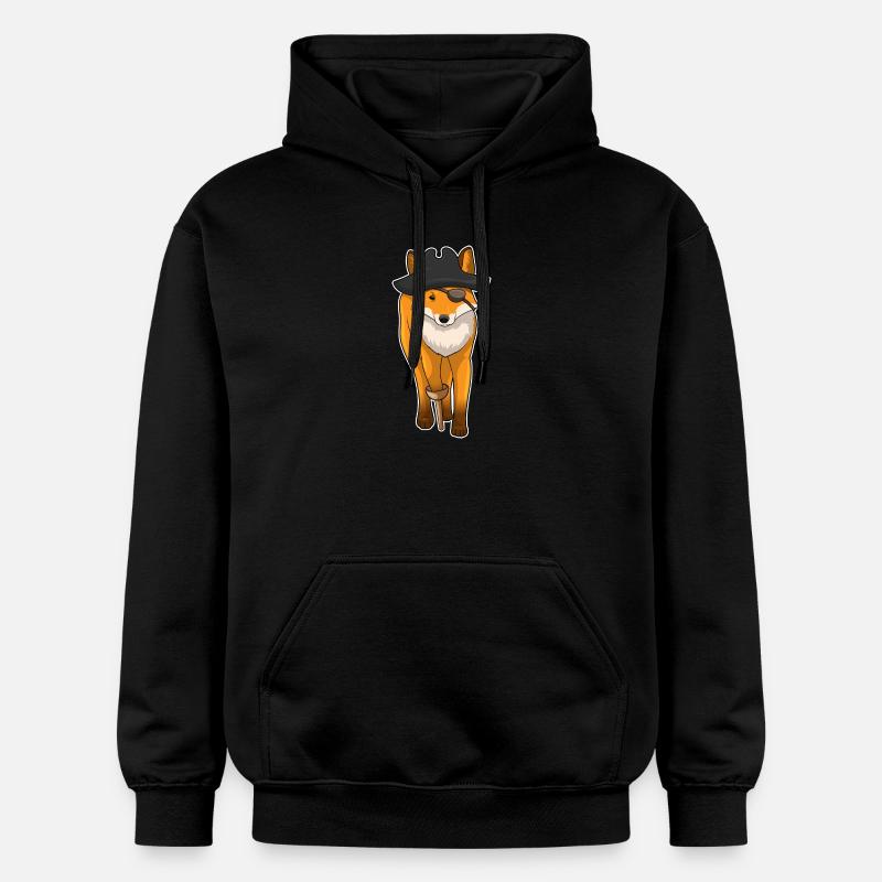 Fox Pirate Eye Patch - Sweat à capuche Softstyle® Gildan Unisexe - noir