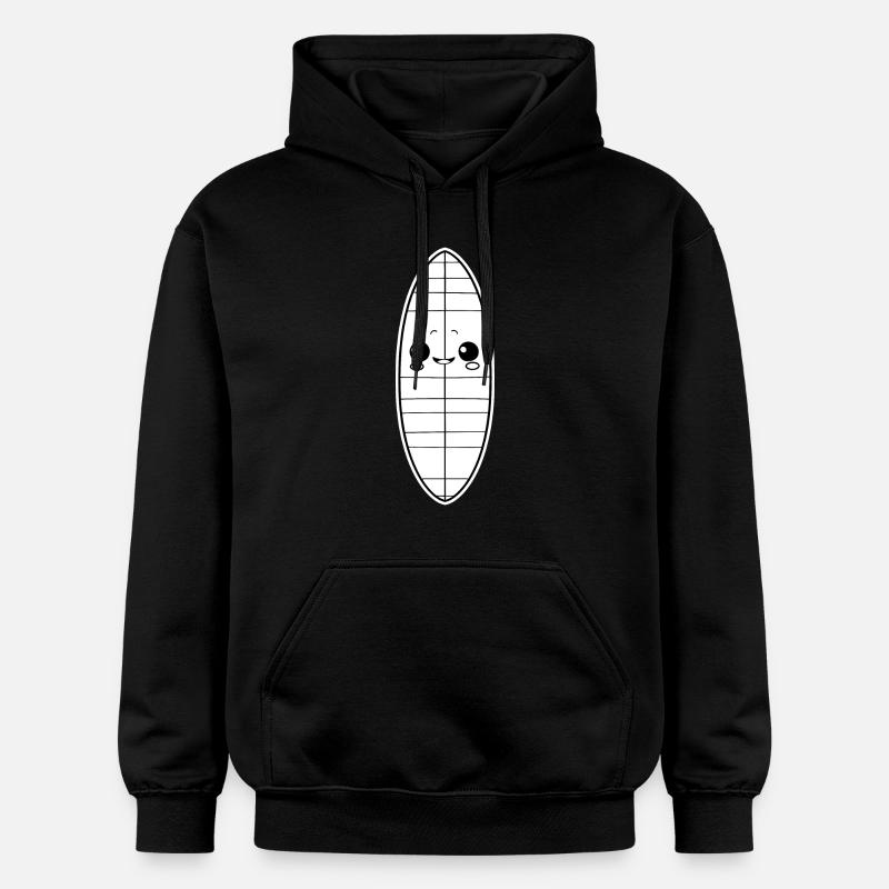Planche de surf style dessin animé - Sweat à capuche Softstyle® Gildan Unisexe - noir