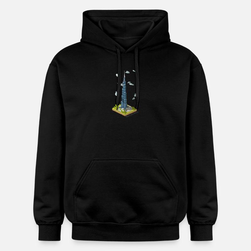 Géométrique low poly Burj Khalifa - Sweat à capuche Softstyle® Gildan Unisexe - noir