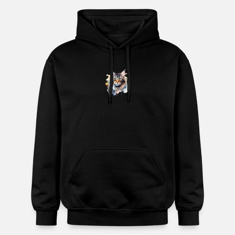 Maincoon aquarelle chat - Sweat à capuche Softstyle® Gildan Unisexe - noir