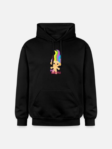 90s Hairstyle - Troll Nostalgia 90s - Gildan Unisex Softstyle® Midweight Hoodie - black