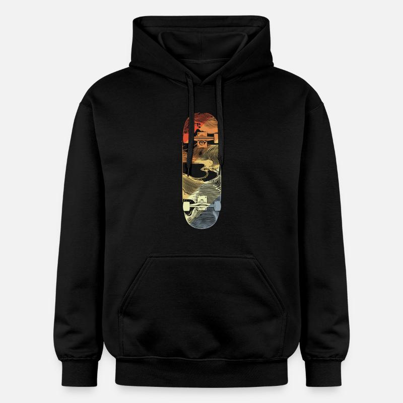 Dessin de skateboard rétro - Sweat à capuche Softstyle® Gildan Unisexe - noir