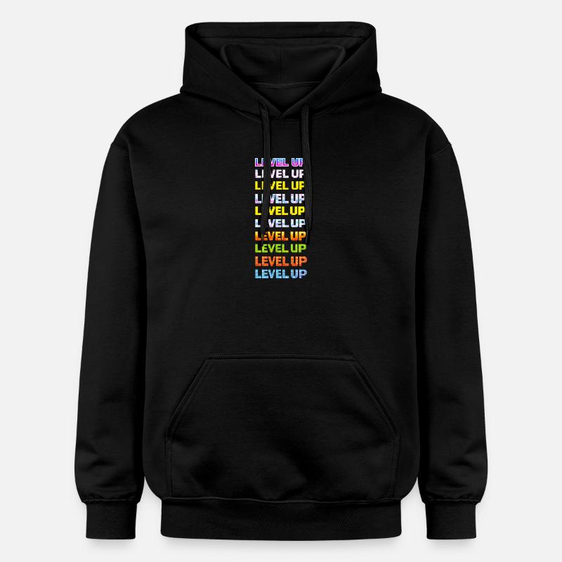 Typographie néon Level Up - Sweat à capuche Softstyle® Gildan Unisexe - noir