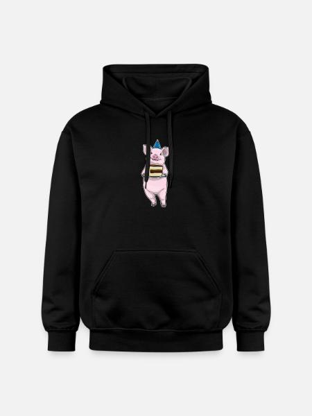 Gâteau d’anniversaire de cochon - Sweat à capuche Softstyle® Gildan Unisexe - noir