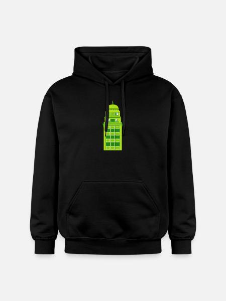 Retro Green Tower Clock - Gildan Unisex Softstyle® Midweight Hoodie - black