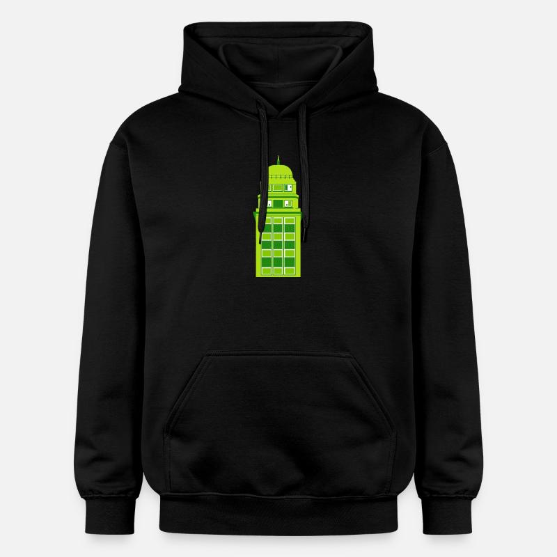Retro Grüne Turmuhr - Gildan Unisex Softstyle® Midweight Hoodie - Schwarz