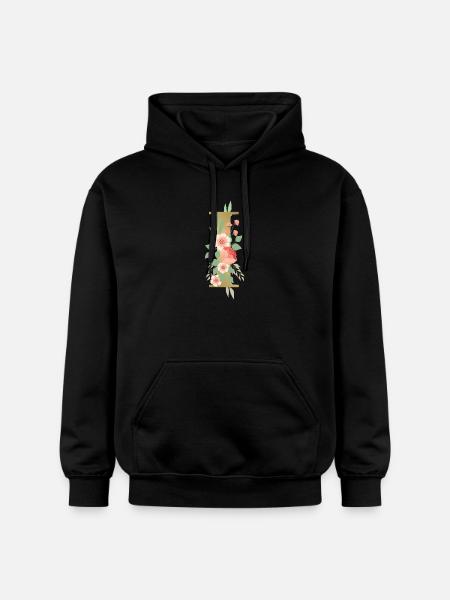 Elegant letter 'I' with flowers - Gildan Unisex Softstyle® Midweight Hoodie - black