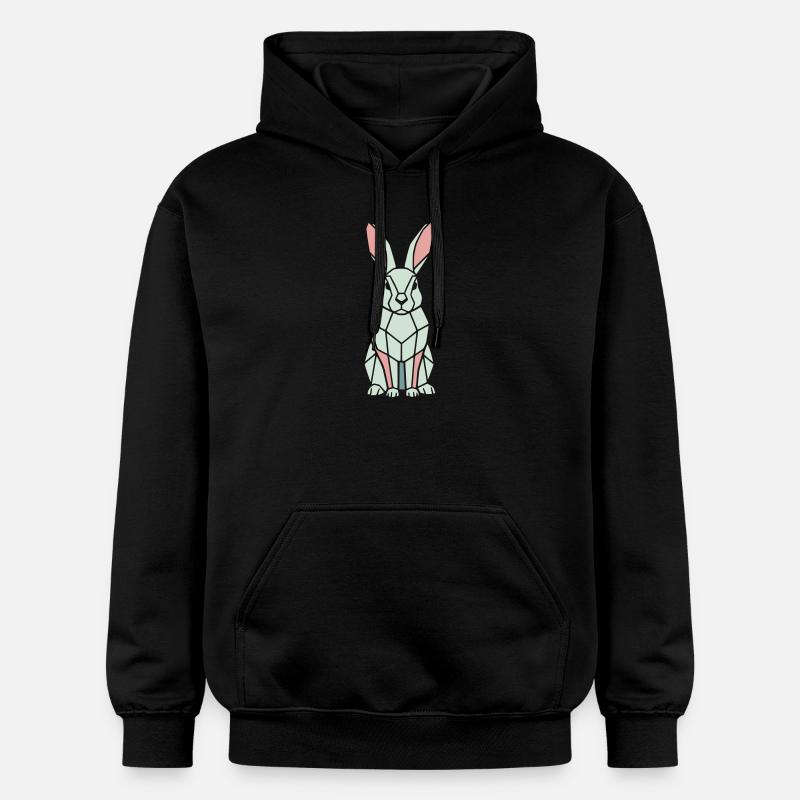 Geometric Bunny Low Poly Modern - Sweat à capuche Softstyle® Gildan Unisexe - noir