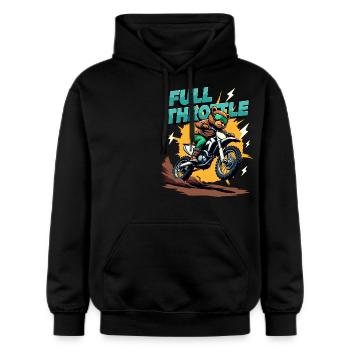 Full Throttle Bear Motocross Motorcycle - Gildan Unisex Softstyle® Midweight Hoodie - black - Front - Marisol (170cm) & Nik (191cm)
