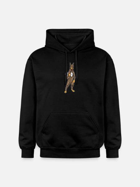 Doberman Bodybuilder Dumbbell Bodybuilding - Gildan Unisex Softstyle® Midweight Hoodie - black