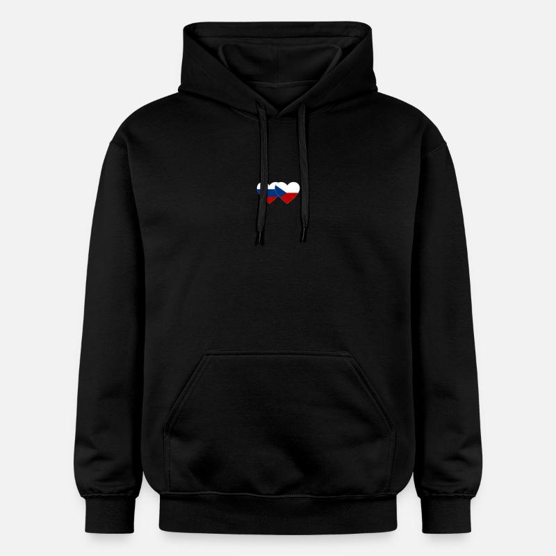 Russie République tchèque Drapeau Coeur - Sweat à capuche Softstyle® Gildan Unisexe - noir