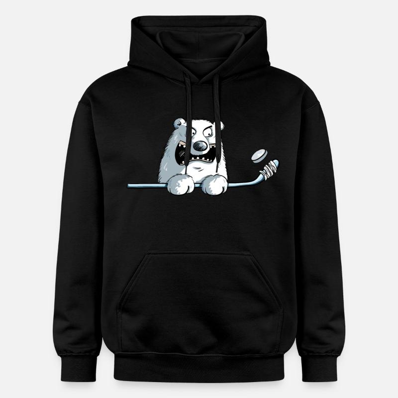 Cooler Eisbär Mit Eishockeyschläger I Eishockey - Gildan Unisex Softstyle® Midweight Hoodie - Schwarz