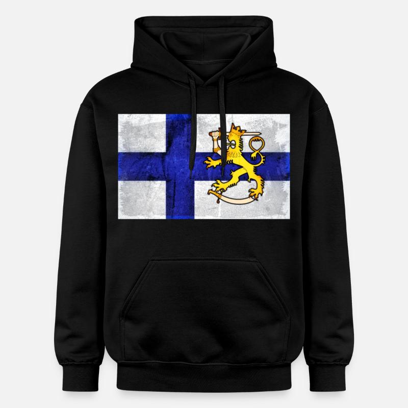 Finlande, Lion - Design - Sweat à capuche Softstyle® Gildan Unisexe - noir