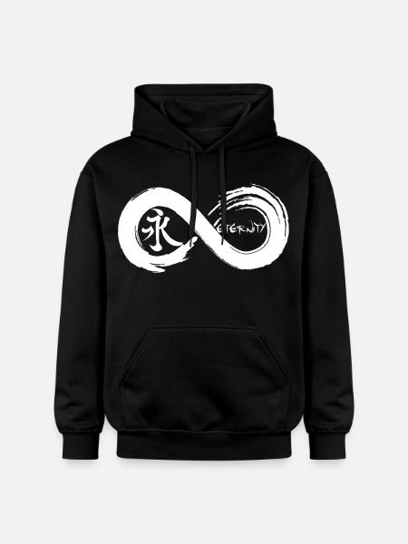 Oändlig symbol och evighet på japanska (vit) - Gildan luvtröja unisex Softstyle® Midweight - svart