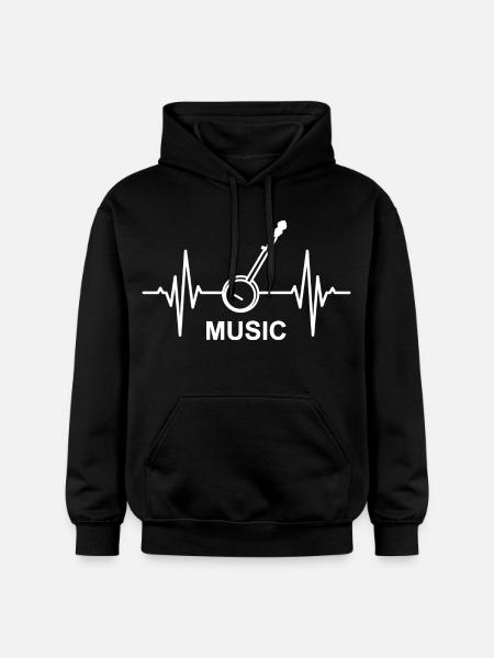 Banjo Music Heartbeat - Gildan Unisex Softstyle® Midweight Hoodie - black