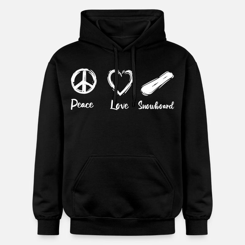 Peace Love Snowboard - Sweat à capuche Softstyle® Gildan Unisexe - noir