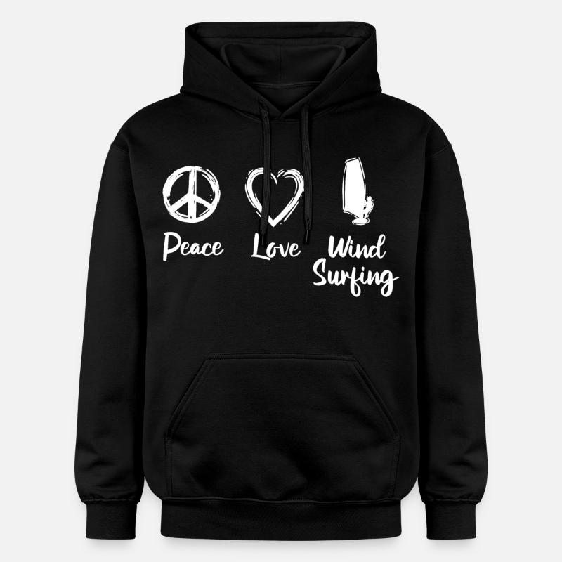 Peace Love Wind Surf - Sweat à capuche Softstyle® Gildan Unisexe - noir