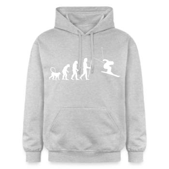 Évolution du ski - Sweat à capuche Softstyle® Gildan Unisexe - gris clair chiné - Devant - Liana (172cm) & Jaron (178cm)