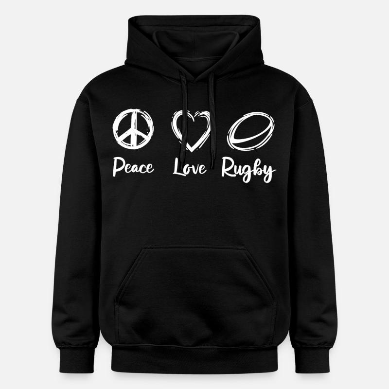 Peace Love Rugby - Sweat à capuche Softstyle® Gildan Unisexe - noir