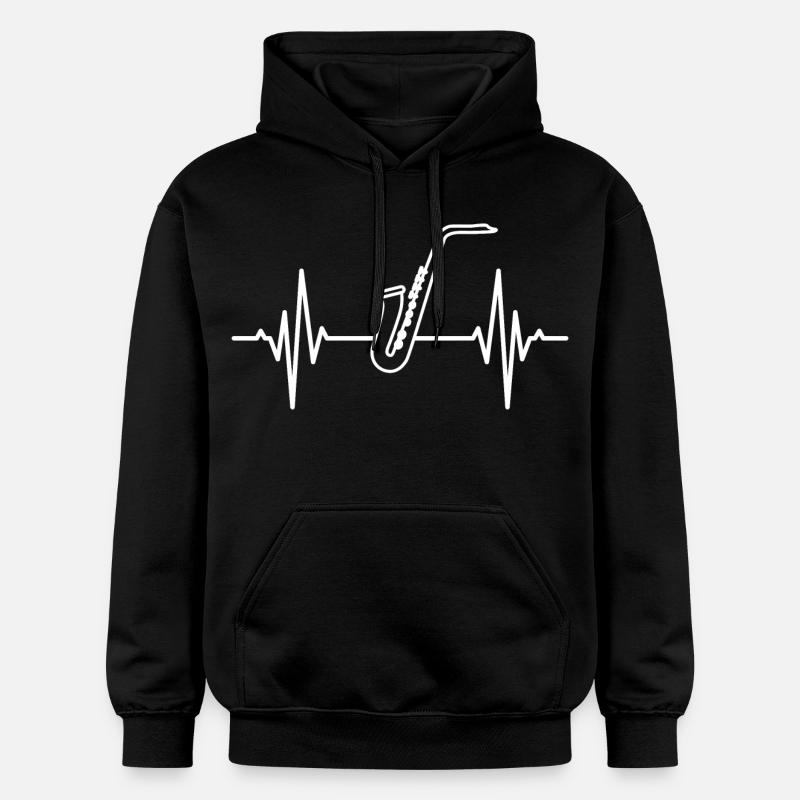 Battement de cœur du saxophone - Sweat à capuche Softstyle® Gildan Unisexe - noir