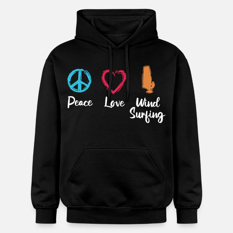 Paix Amour Planche à voile - Sweat à capuche Softstyle® Gildan Unisexe - noir
