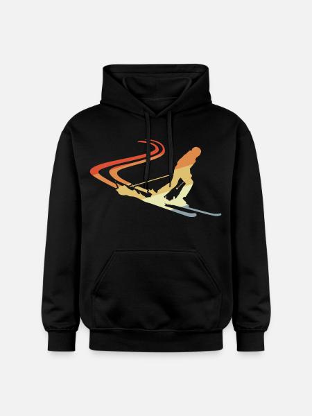 Funny Skier Drawing - Gildan Unisex Softstyle® Midweight Hoodie - black