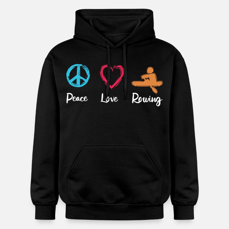 Paix, Amour, Aviron - Sweat à capuche Softstyle® Gildan Unisexe - noir