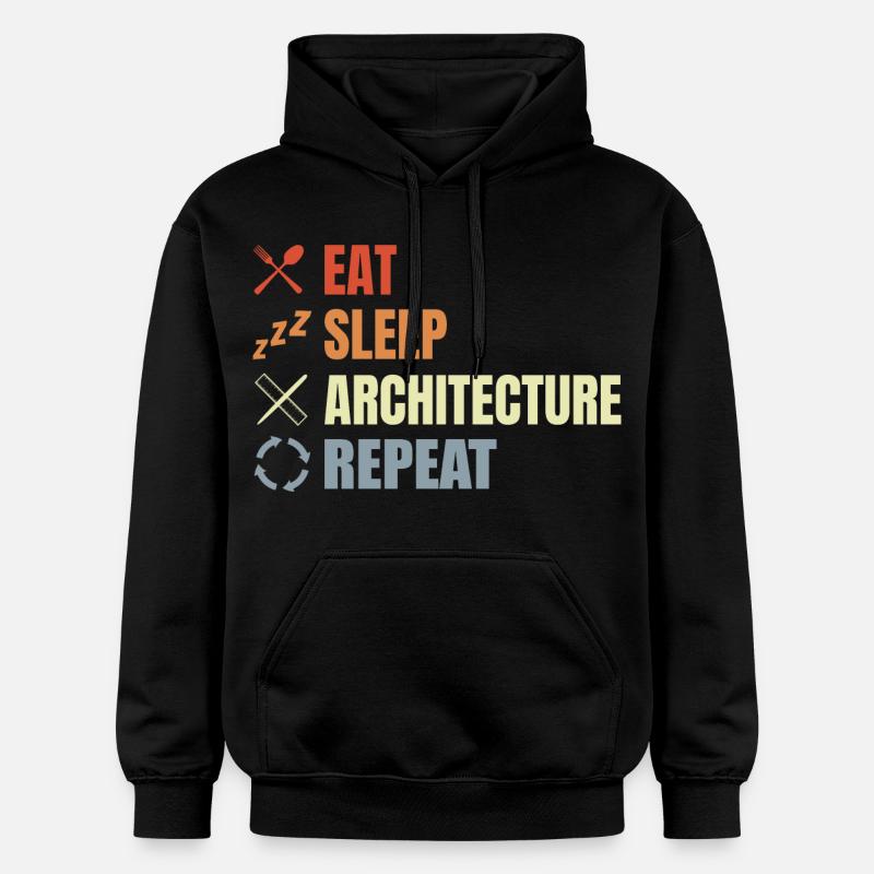 Manger Sommeil Architecture Répéter - Sweat à capuche Softstyle® Gildan Unisexe - noir