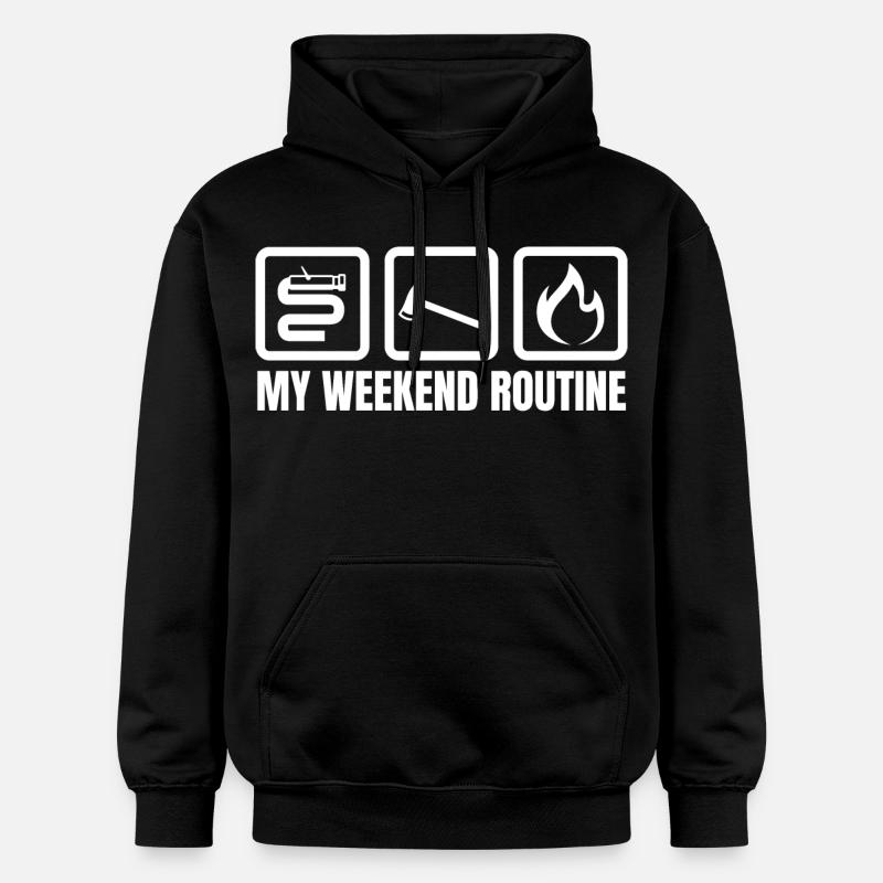 Weekend Routine Fire Brigade - Gildan Unisex Softstyle® Midweight Hoodie - black