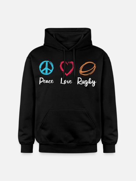 Peace Love Rugby - Gildan Unisex Softstyle® Midweight Hoodie - black
