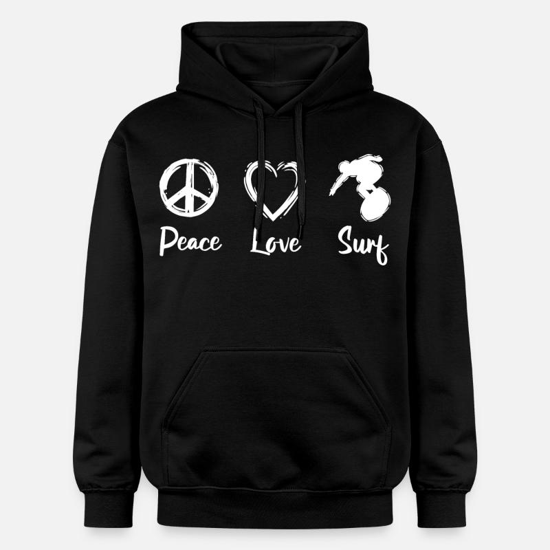 Paix Amour Surf - Sweat à capuche Softstyle® Gildan Unisexe - noir