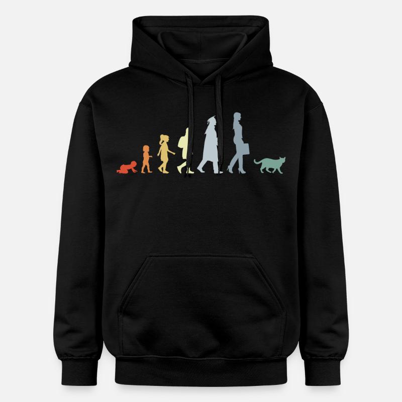 Évolution d’un amoureux des chats - Sweat à capuche Softstyle® Gildan Unisexe - noir