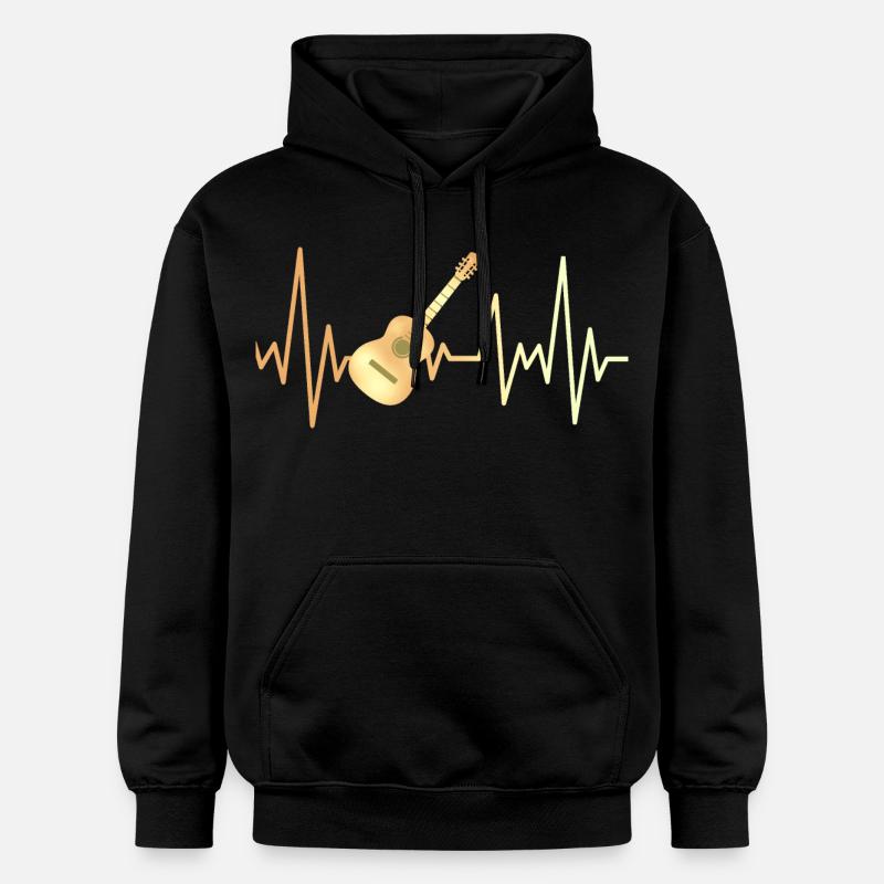 E-Gitarre und Herzfrequenz - Gildan Unisex Softstyle® Midweight Hoodie - Schwarz