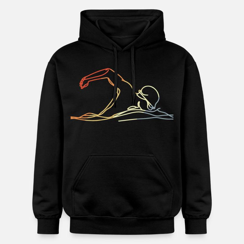 Style rétro de natation - Sweat à capuche Softstyle® Gildan Unisexe - noir