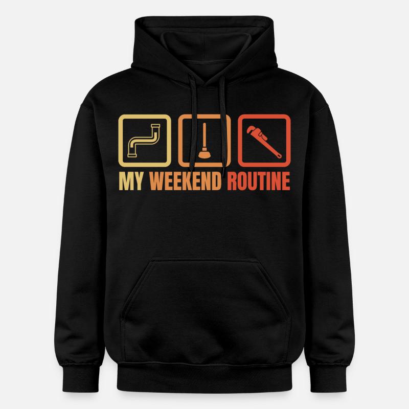 Routine du week-end plombier - Sweat à capuche Softstyle® Gildan Unisexe - noir