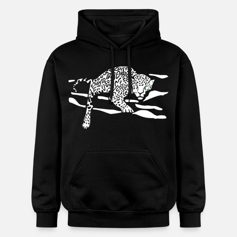 Silhouette de saut léopard - Sweat à capuche Softstyle® Gildan Unisexe - noir