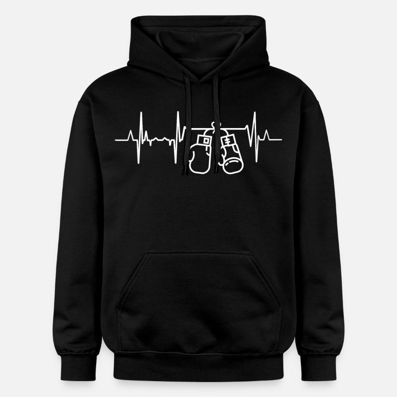 Battement de cœur de boxe - Sweat à capuche Softstyle® Gildan Unisexe - noir