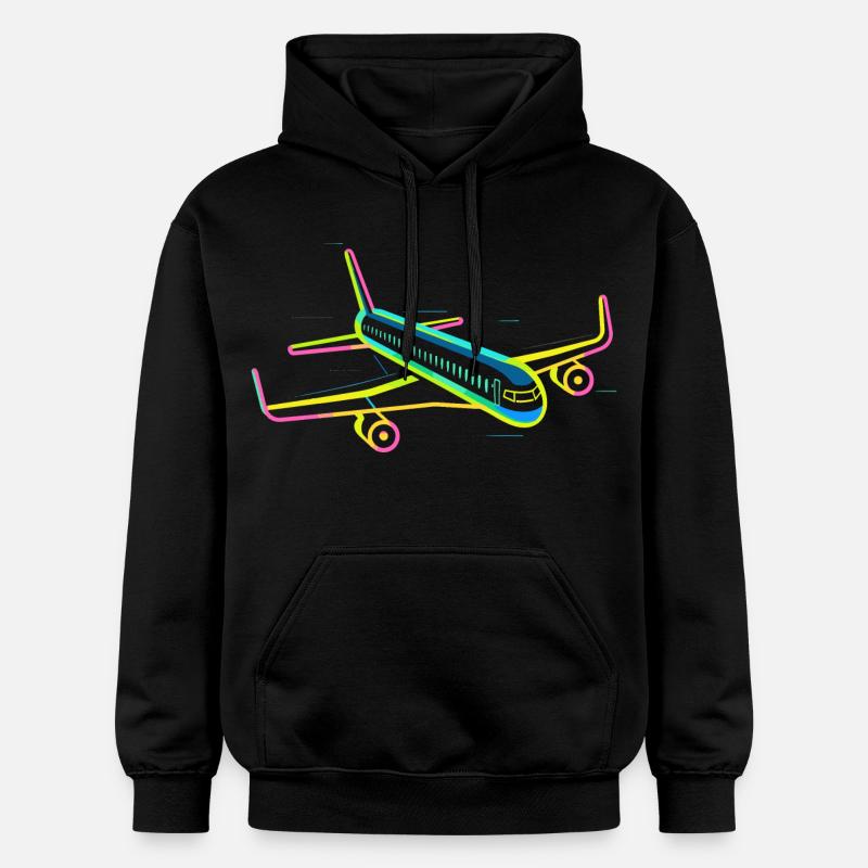 Graphique d’avion rétro - Sweat à capuche Softstyle® Gildan Unisexe - noir