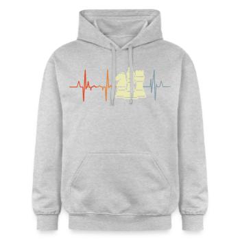 Schachfiguren Kardiogramm - Gildan Unisex Softstyle® Midweight Hoodie - Hellgrau meliert - Vorne - Liana (172cm) & Jaron (178cm)