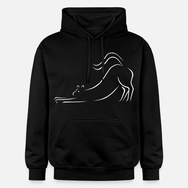 Dessin au trait de chat - Sweat à capuche Softstyle® Gildan Unisexe - noir