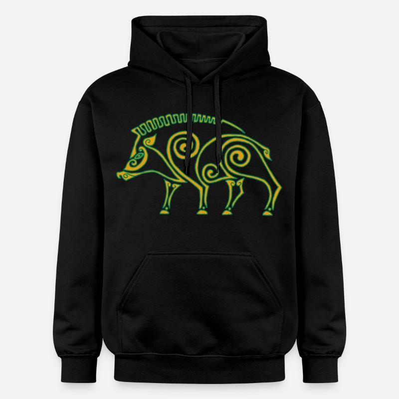 Sanglier celte - Sweat à capuche Softstyle® Gildan Unisexe - noir