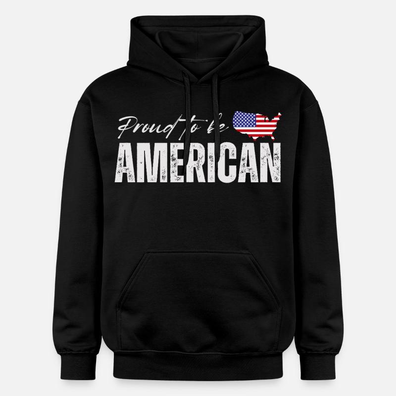 Fier Américain, j’aime l’Amérique - Sweat à capuche Softstyle® Gildan Unisexe - noir