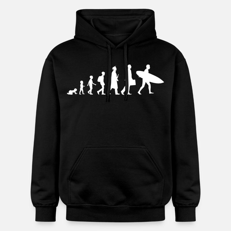 Evolution eines Surfers - Gildan Unisex Softstyle® Midweight Hoodie - Schwarz