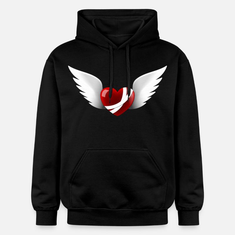 Cœur blessé avec des ailes - Sweat à capuche Softstyle® Gildan Unisexe - noir