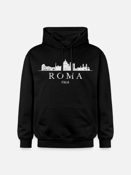 Rome skyline, I love Rome - Gildan Unisex Softstyle® Midweight Hoodie - black