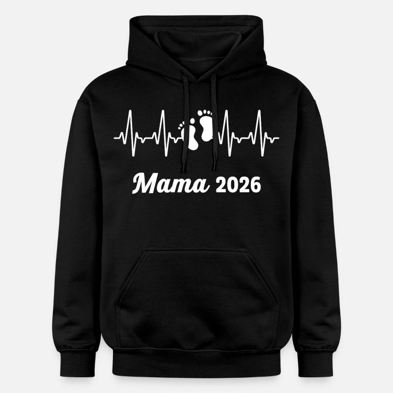 Mama 2026 Loading Werdender Mutter Herzschlag - Gildan Unisex Softstyle® Midweight Hoodie - Schwarz
